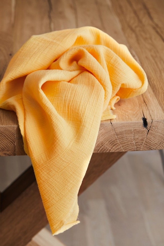Mind The MAKER Organic Crinkle Cotton Double Gauze Fabric Blonde Yellow