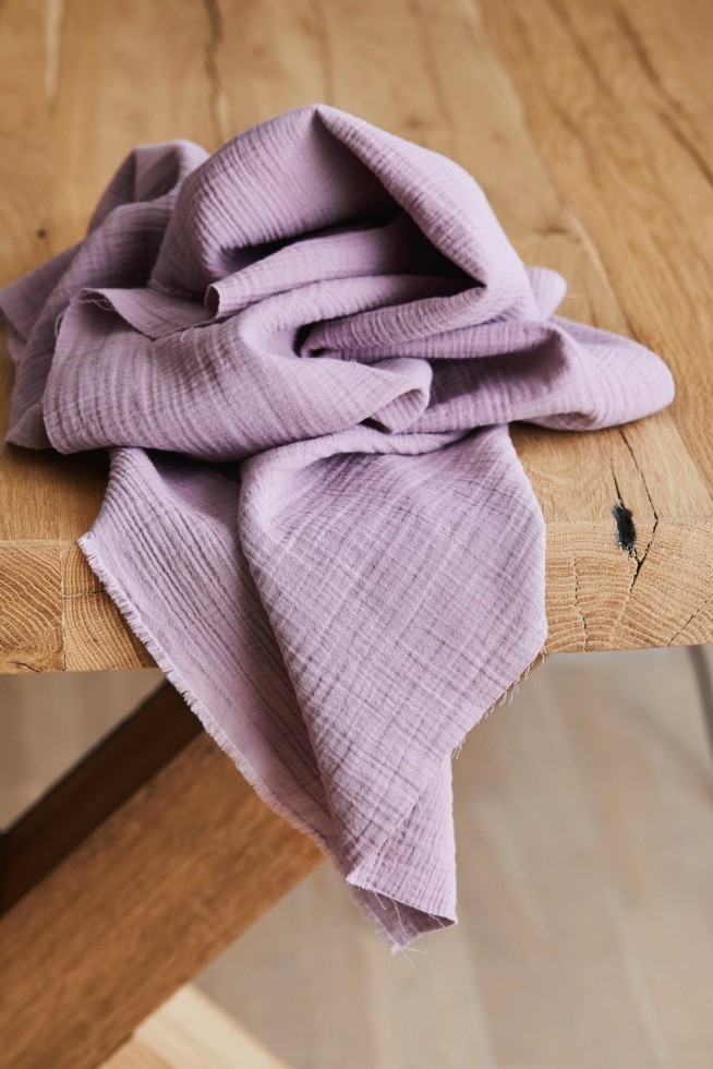 Mind The MAKER Organic Crinkle Cotton Double Gauze Fabric Lilac
