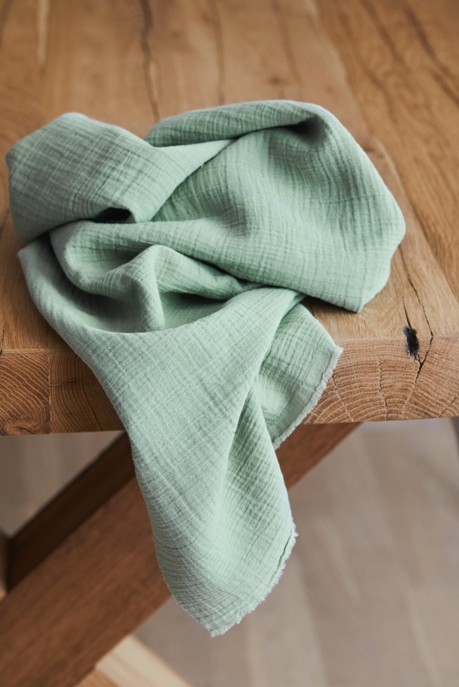 Mind The MAKER Organic Crinkle Cotton Double Gauze Fabric Sage Green
