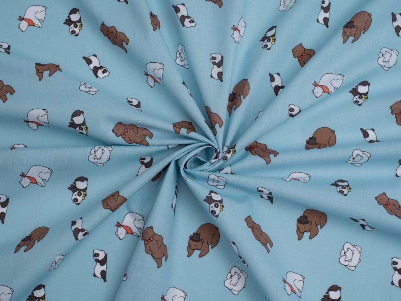 Printed Polycotton Fabric Sky Blue