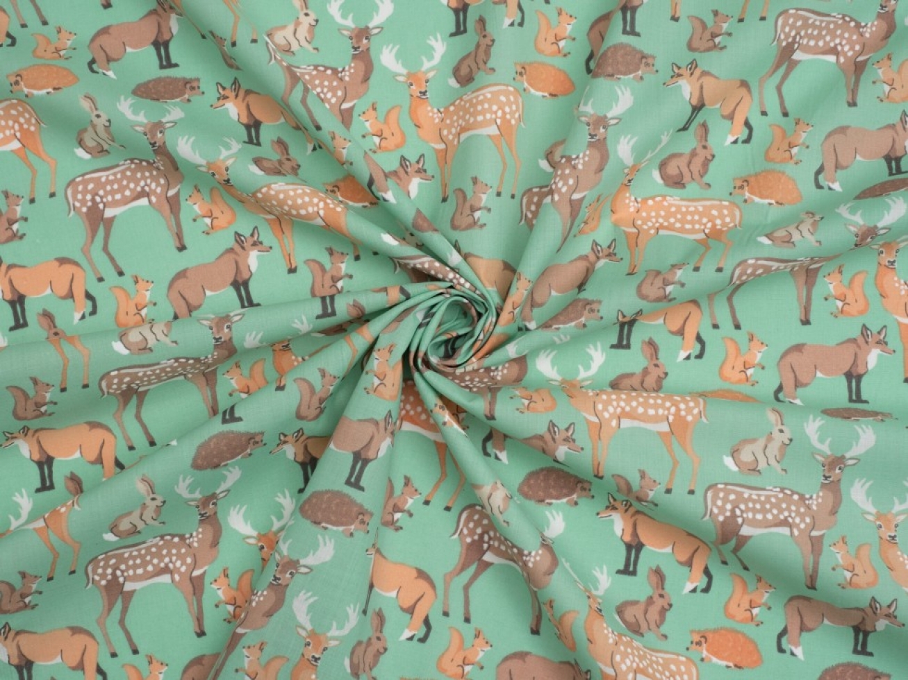 Printed Polycotton Fabric Mint Green