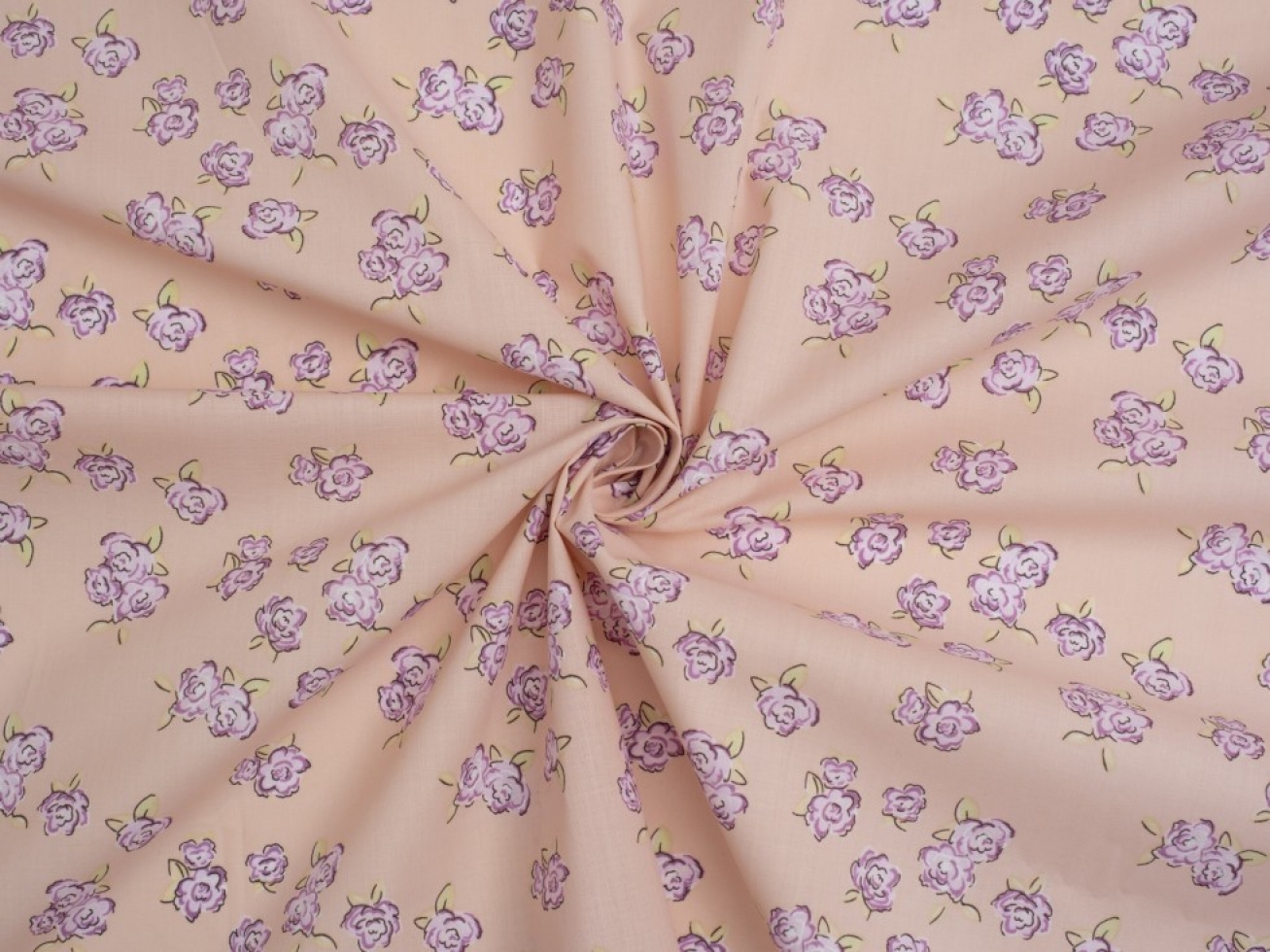 Printed Polycotton Fabric Pink on Peach