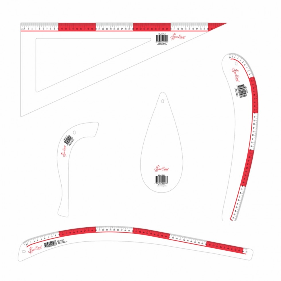 Sew Easy Tailors Rule 5 Piece Dressmaking Ruler Set