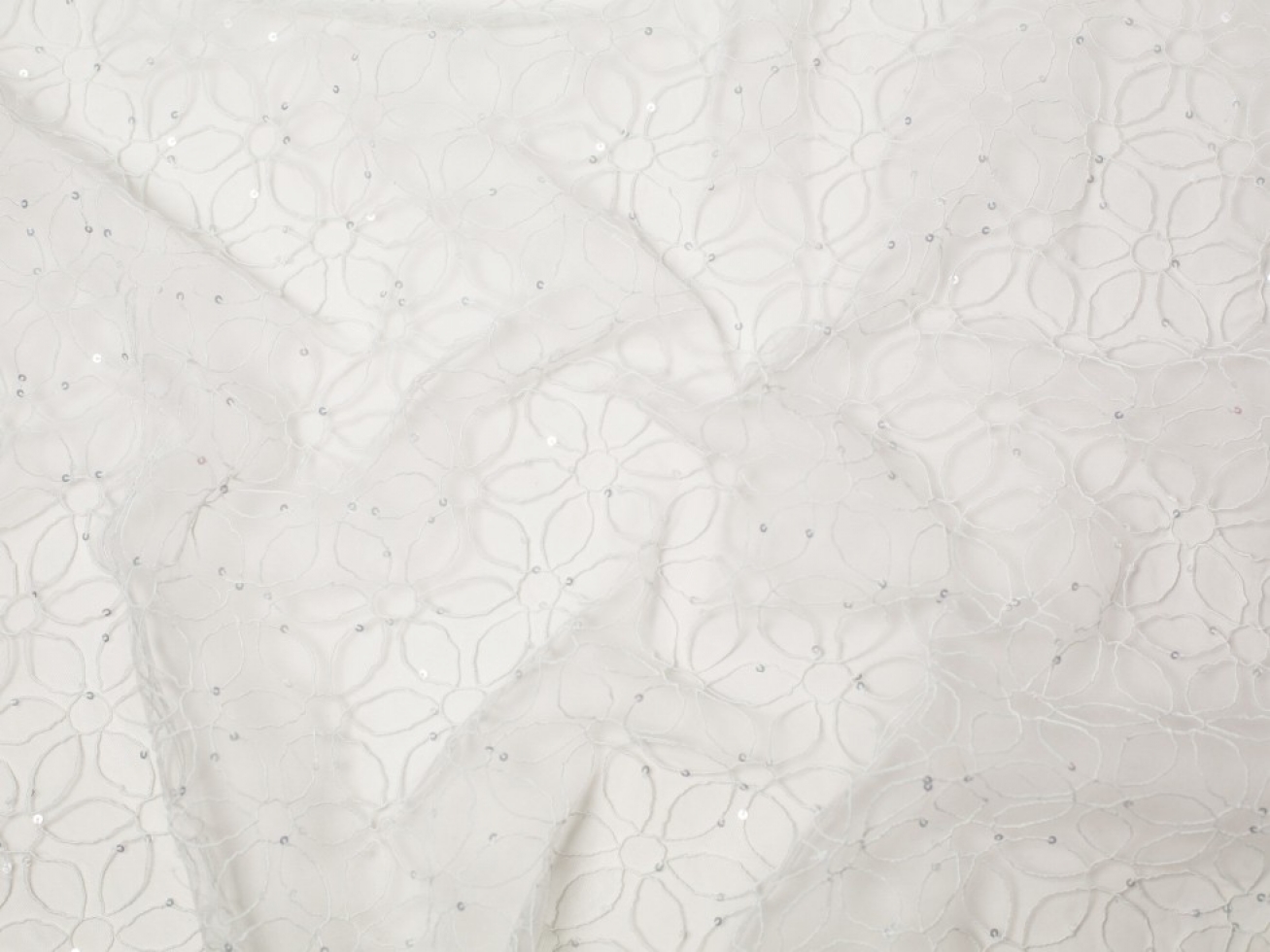 Minerva Core Range Harriet Sequin Embroidered Lace Fabric Ivory