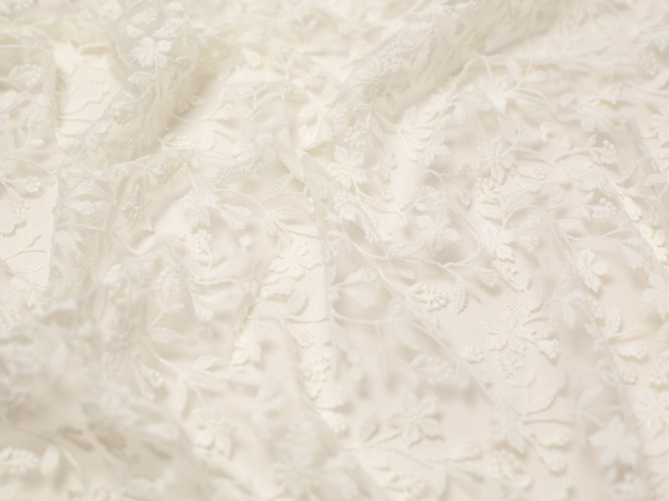 Minerva Core Range Lara Embroidered Lace Fabric Ivory