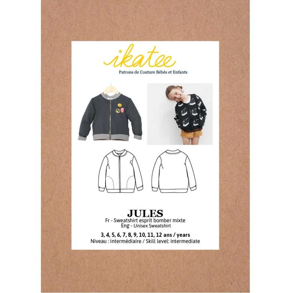 Ikatee Paper Sewing Pattern Kids Jules Bomber Jacket