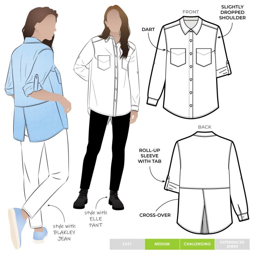 Style Arc Paper Sewing Pattern Roxy Shirt