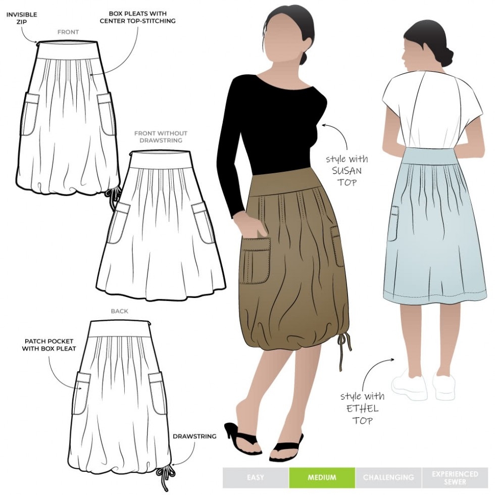 Style Arc Paper Sewing Pattern Richmond Utility Skirt