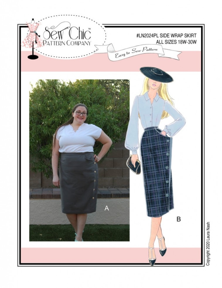Sew Chic Paper Sewing Pattern Side Wrap Skirt