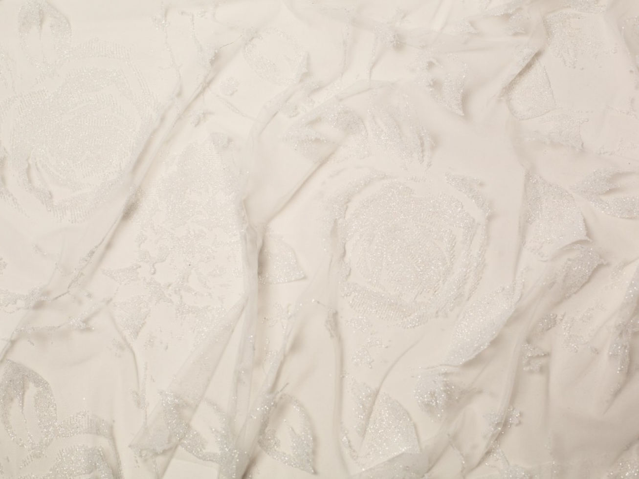 Minerva Core Range Nicola Glitter Tulle Net Fabric Ivory