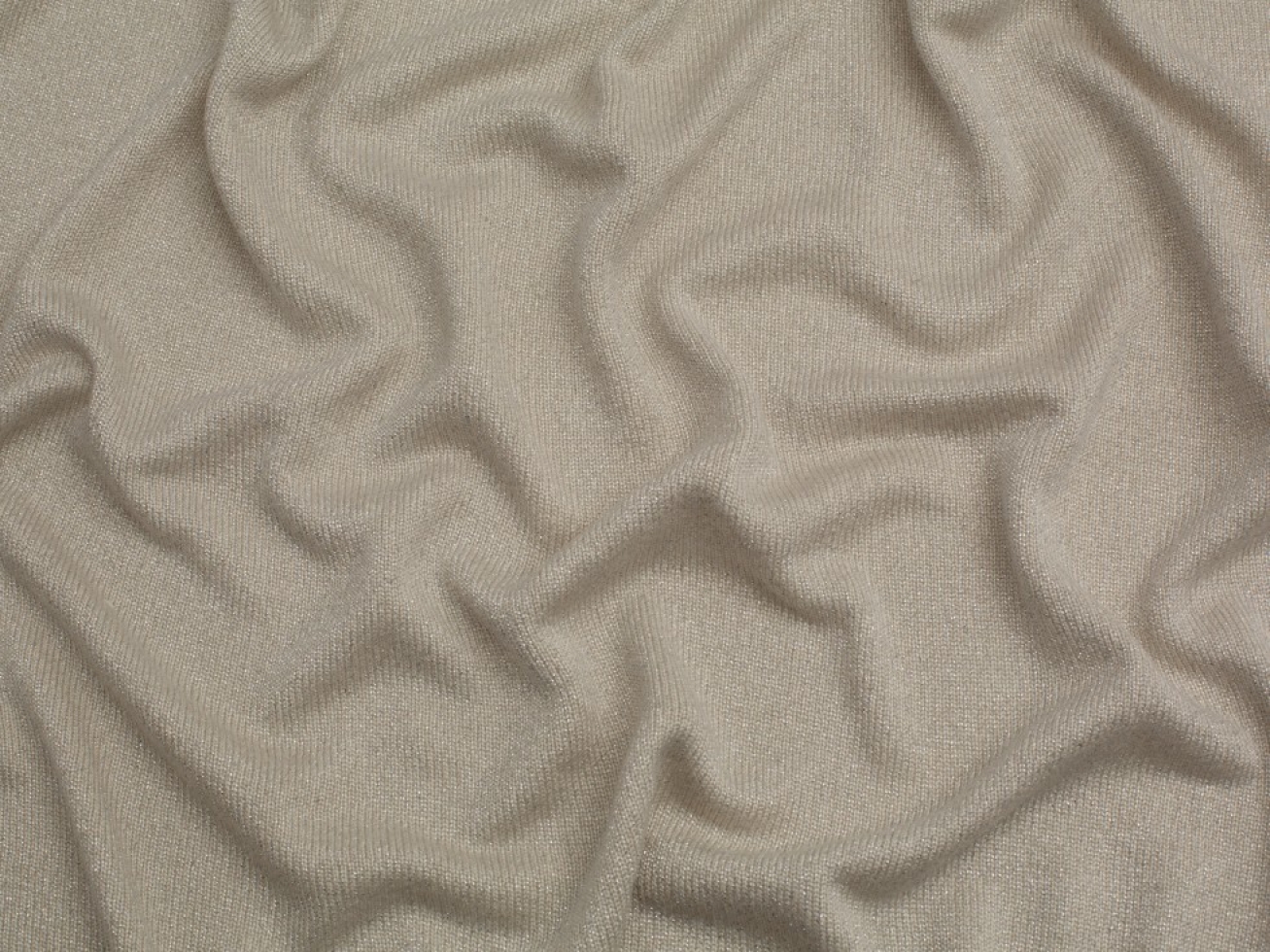Minerva Core Range Shine Lurex Sweater Knit Stretch Fabric Almond