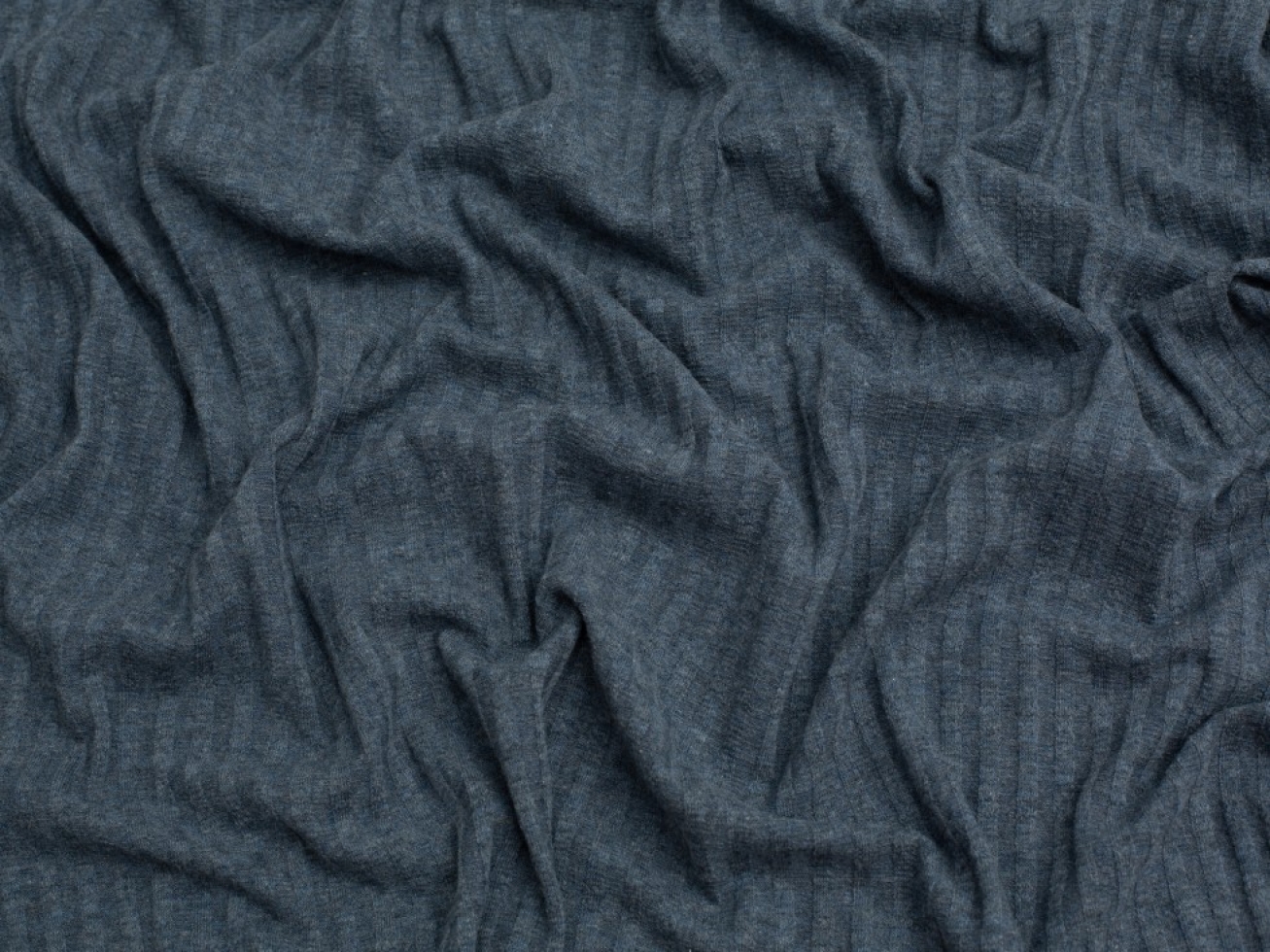 Jacquard Cotton Rib Stretch Knit Fabric Denim Blue