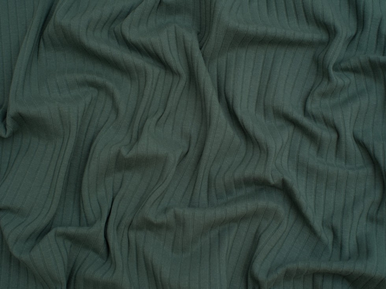 Minerva Core Range Wide Cotton Rib Stretch Knit Fabric Soft Forest Green