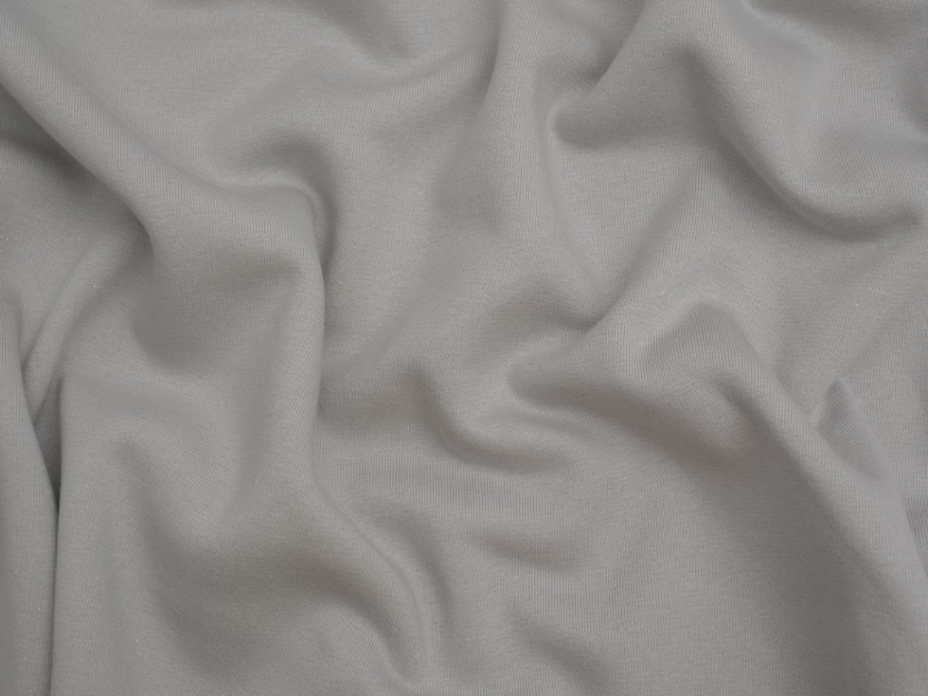 Lurex Fleece Back Sweatshirt Stretch Knit Fabric Silver Grey