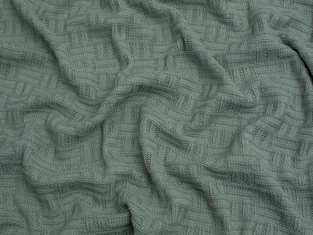 Minerva Core Range Chunky Cotton Sweater Knit Stretch Fabric Dusky Green
