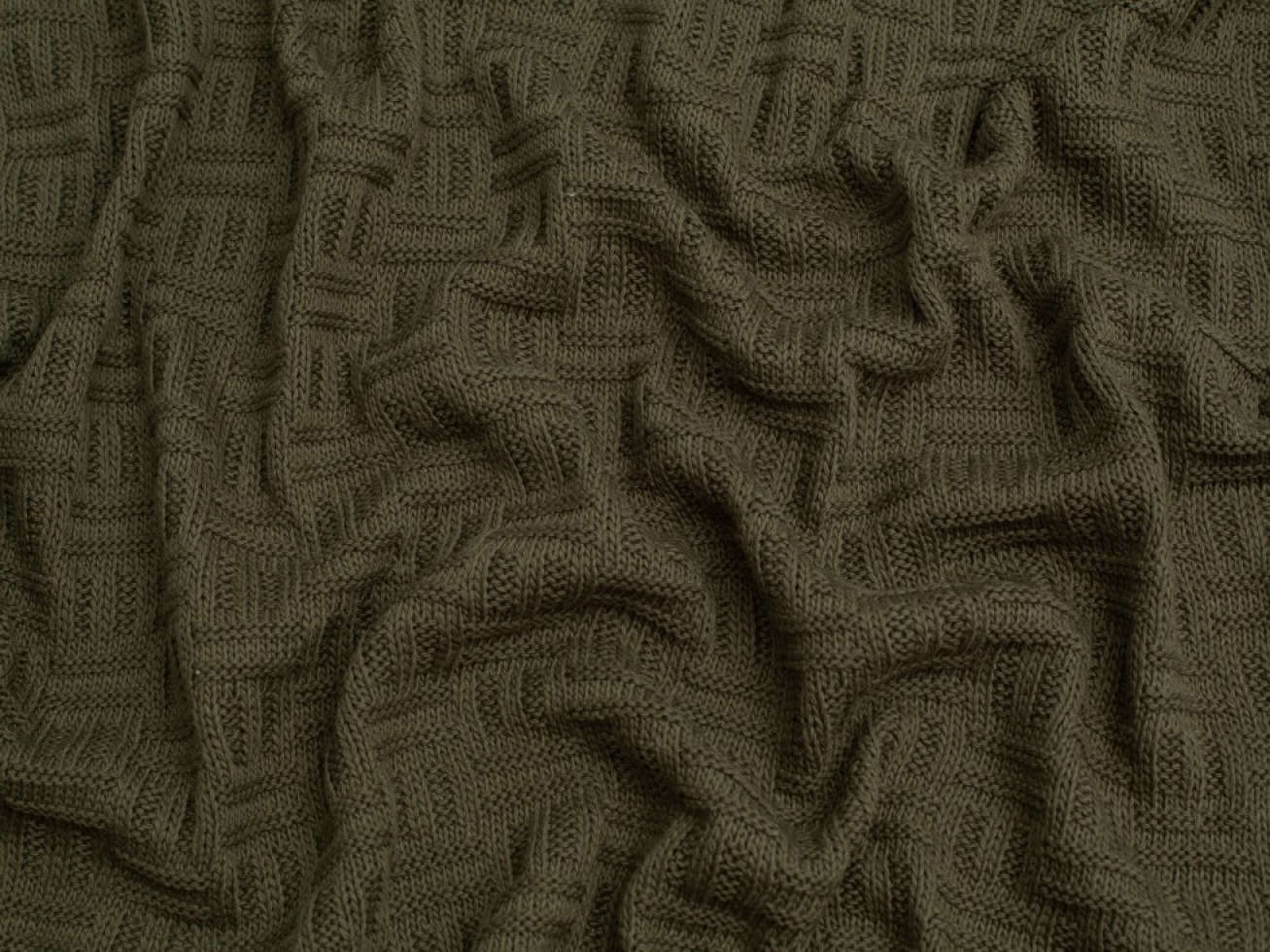 Minerva Core Range Chunky Cotton Sweater Knit Stretch Fabric Army Green