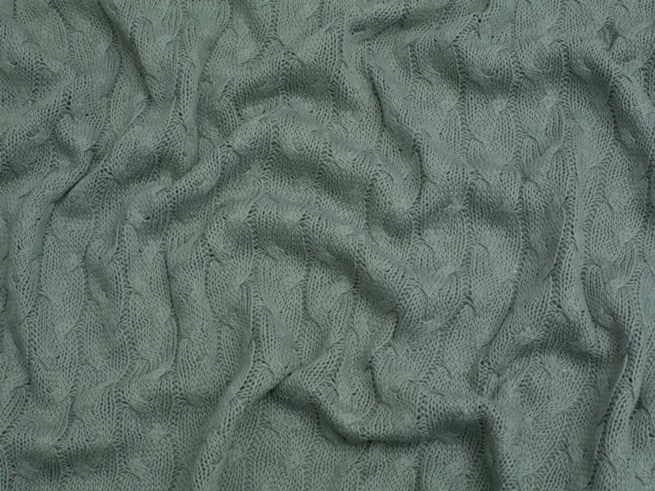 Minerva Core Range Chunky Cotton Sweater Knit Stretch Fabric Dusky Green