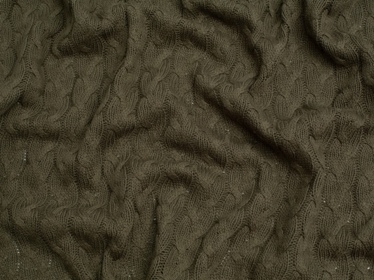 Minerva Core Range Chunky Cotton Sweater Knit Stretch Fabric Army Green