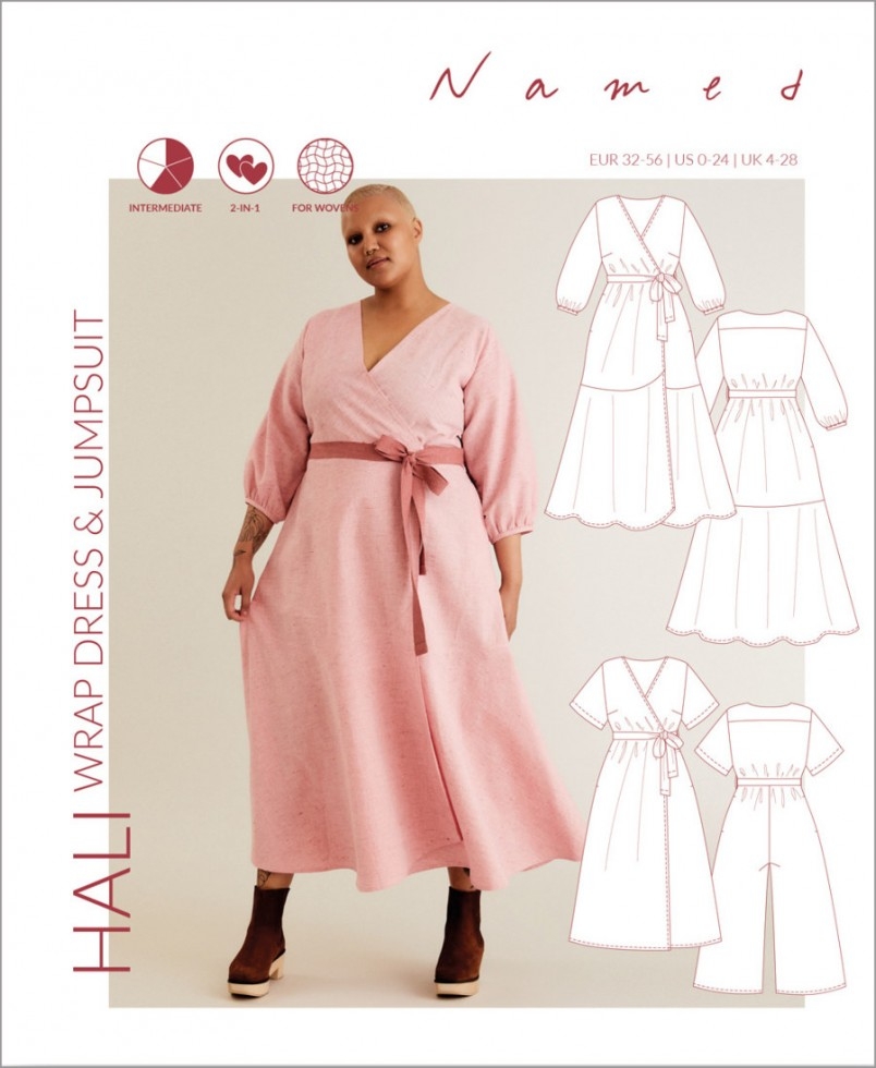Named Clothing Paper Sewing Pattern Hali Wrap Dress & Jumpsuit