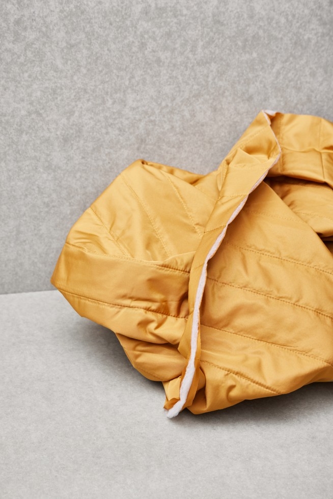 Mind The MAKER Strip Thelma Thermal Quilted Coating Fabric Dry Mustard