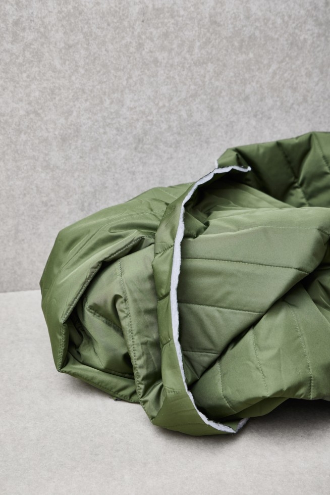 Mind The MAKER Strip Thelma Thermal Quilted Coating Fabric Green Khaki