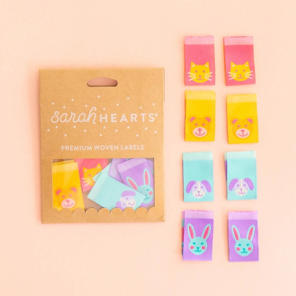 Sarah Hearts Animal Friends Woven Labels