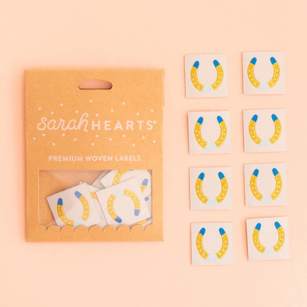 Sarah Hearts Horseshoe Woven Iron On Labels