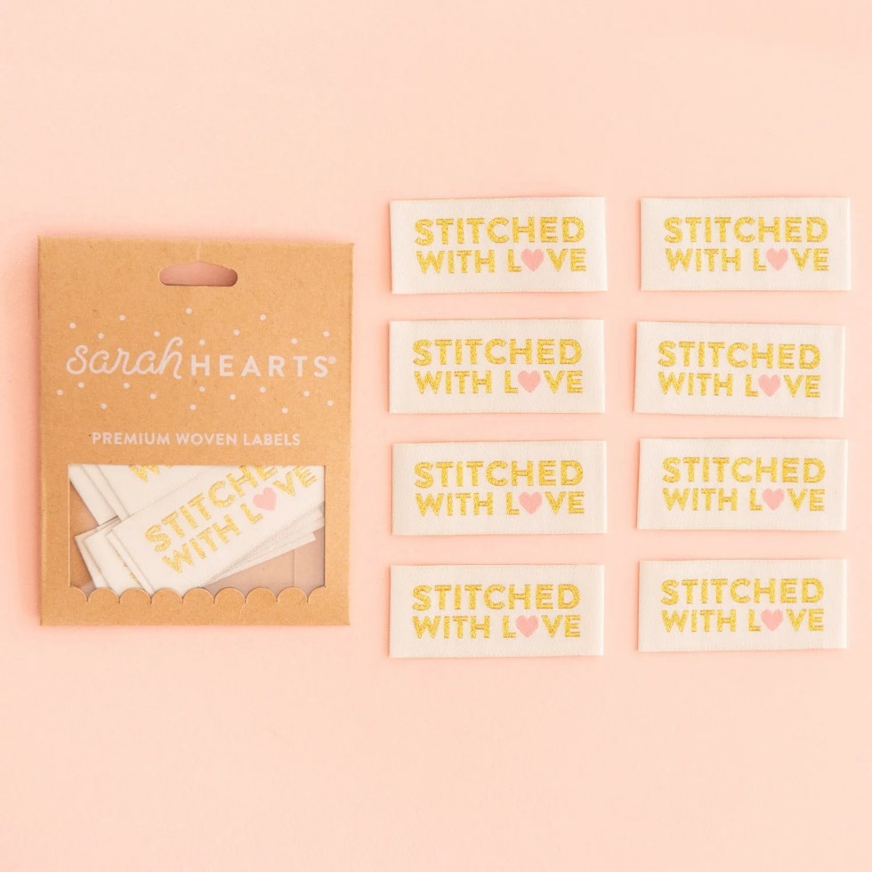 Sarah Hearts Stitched With Love Woven Labels