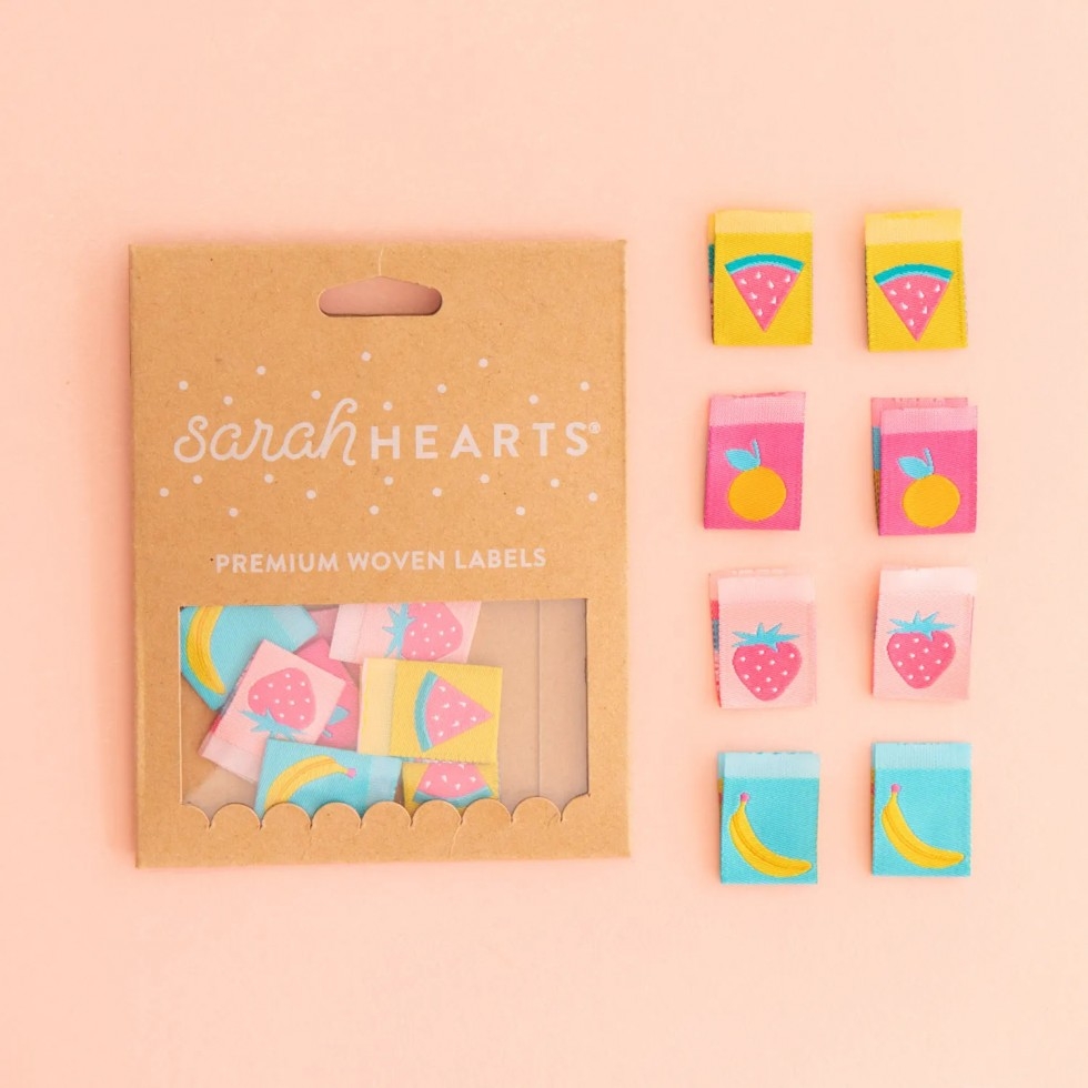 Sarah Hearts Summer Fruits Multipack Woven Labels