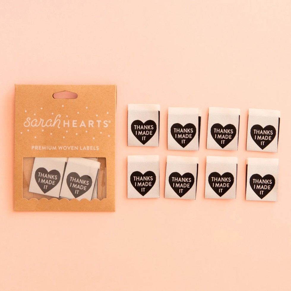 Sarah Hearts Thanks I Made It Heart Woven Labels