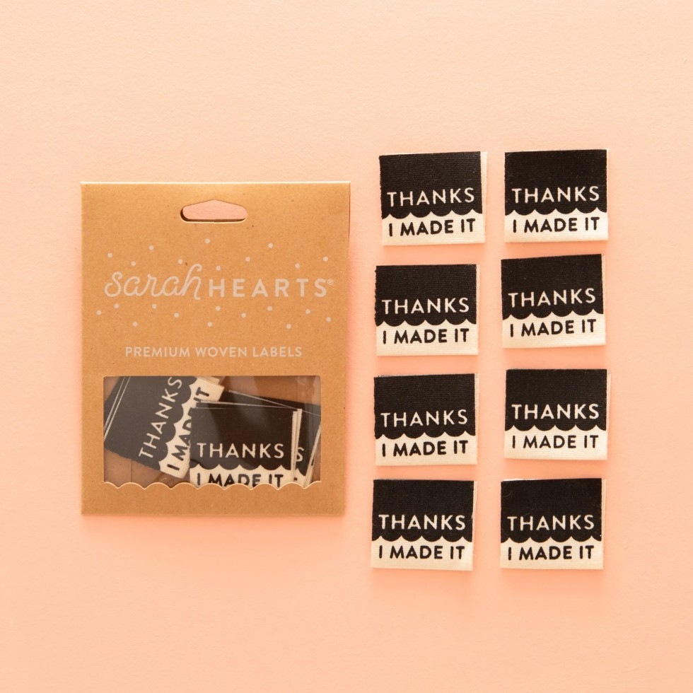 Sarah Hearts Thanks I Made It Organic Cotton Woven Labels