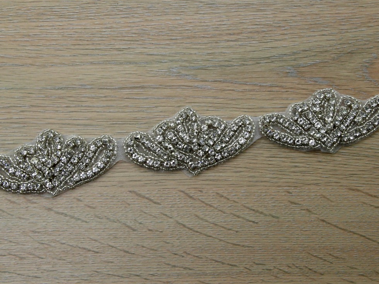 Crystal Diamante Lace Trim Silver