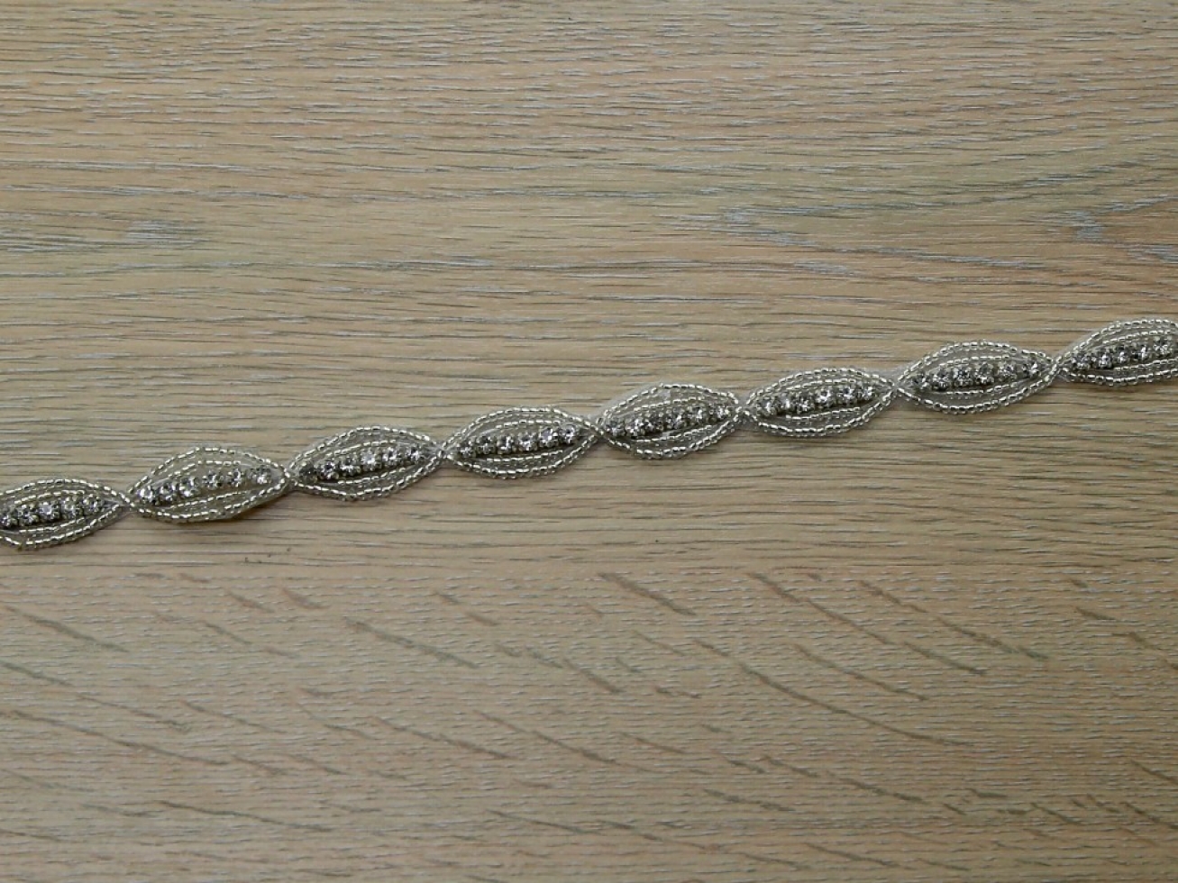 Crystal Diamante Lace Trim Silver
