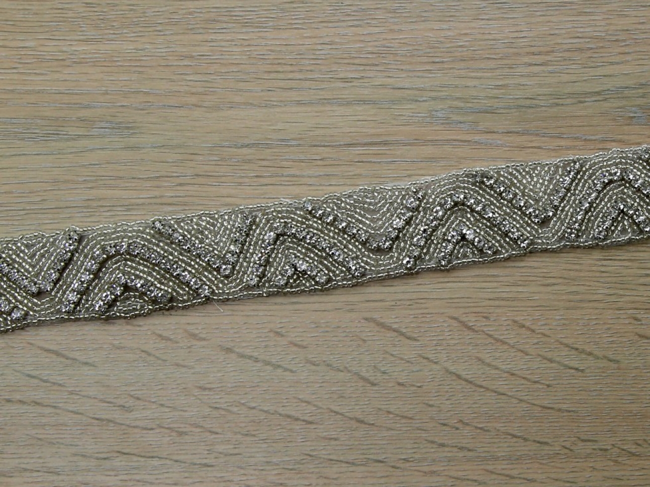 Crystal Diamante Lace Trim Silver