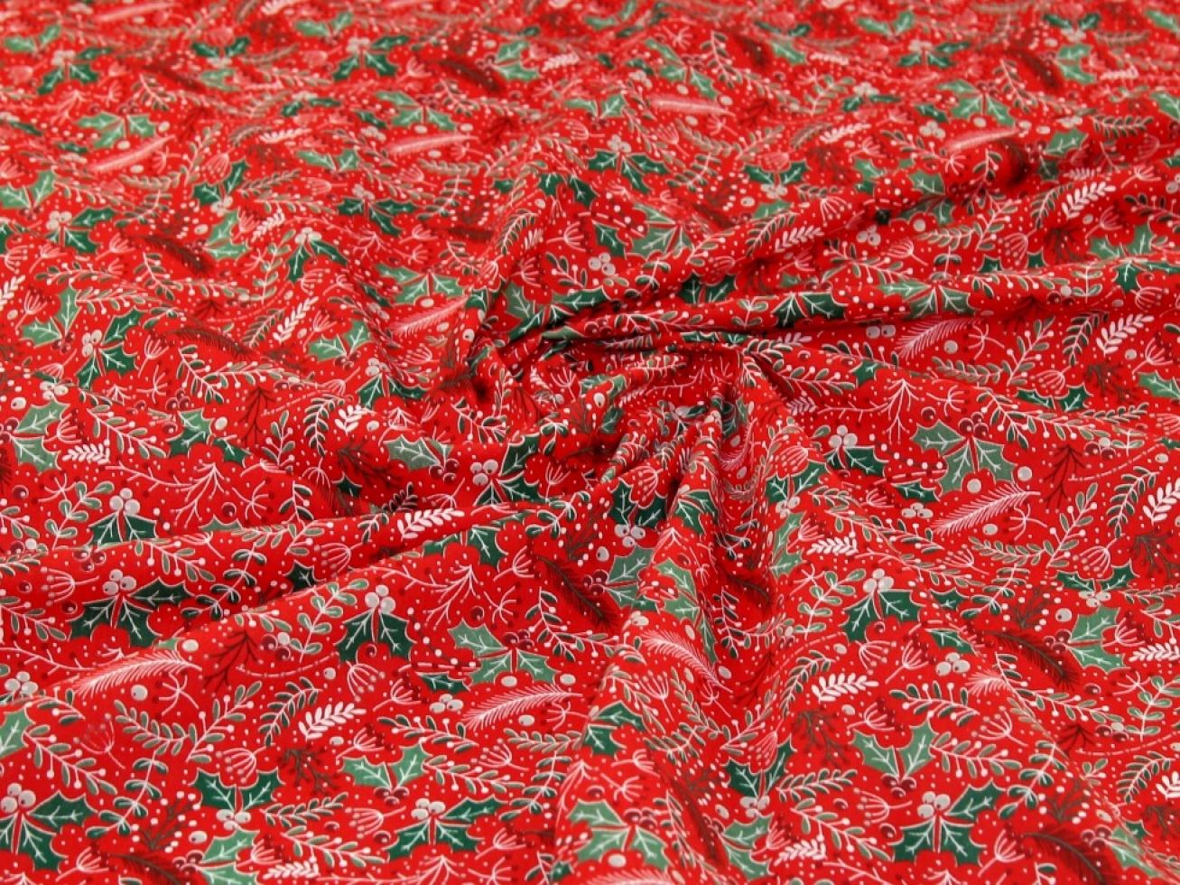 Printed Polycotton Fabric Red