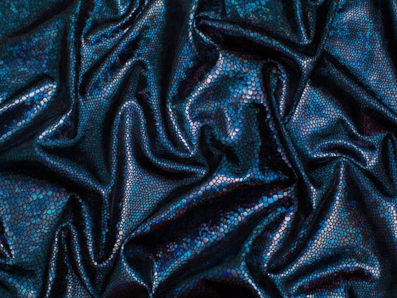 Minerva Core Range Holographic Activewear Lycra Four Way Stretch Knit Fabric Navy Blue