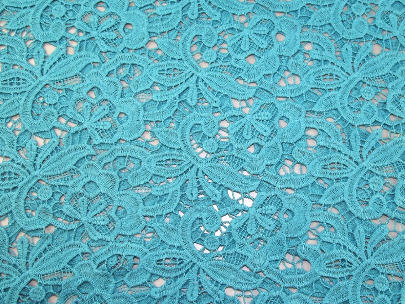 Embroidered Lace Fabric Turquoise