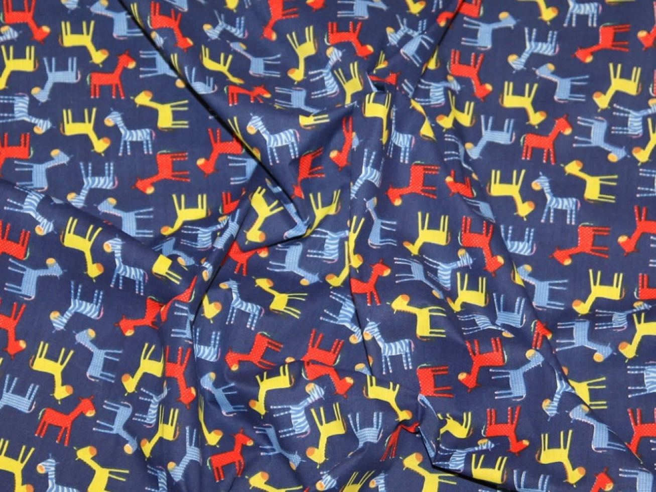 Printed Polycotton Fabric Navy Blue