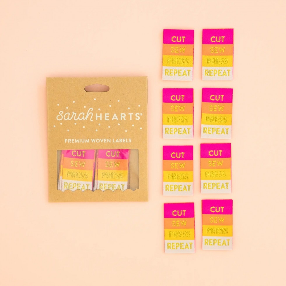 Sarah Hearts Cut Sew Press Repeat Woven Labels