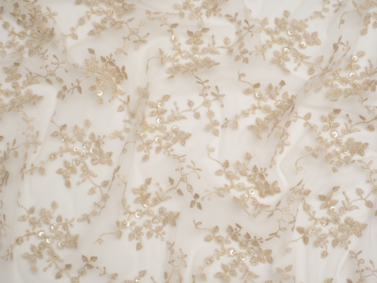Minerva Core Range Beaded Embroidered Tulle Lace Fabric Gold