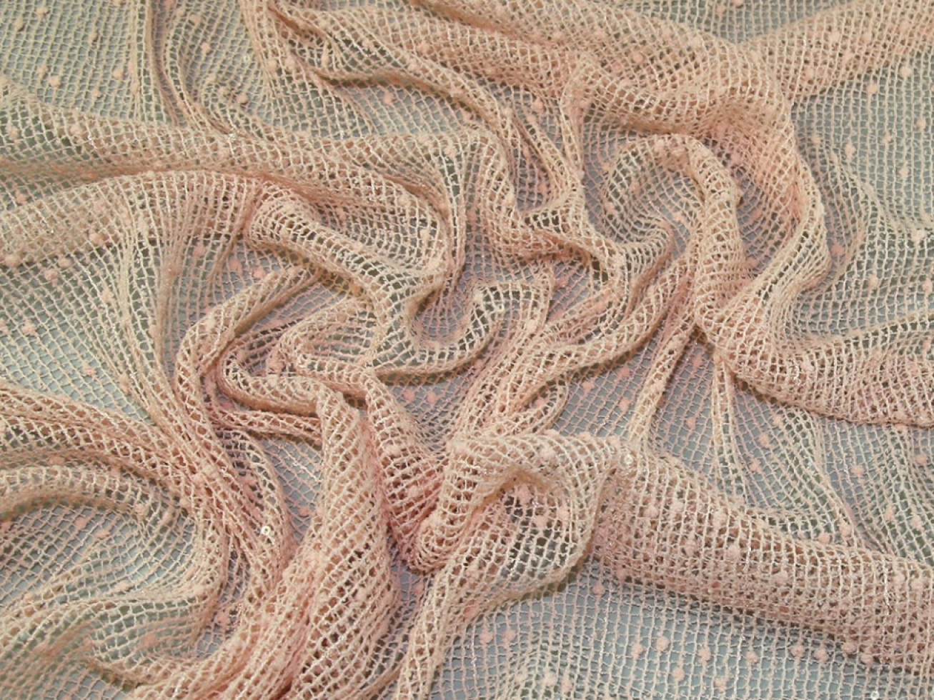 Sequin Lace Fabric Peach