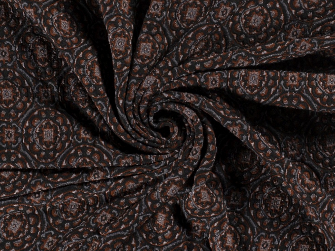 Jacquard Textured Stretch Knit Fabric Rust