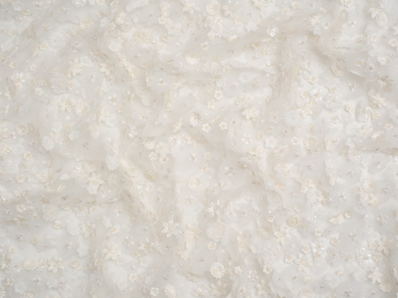Minerva Core Range Florentina Beaded Lace Fabric Ivory
