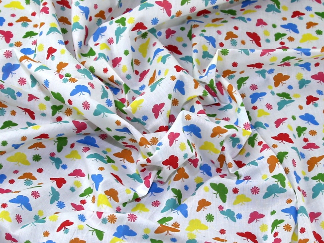 Printed Polycotton Fabric Multicoloured
