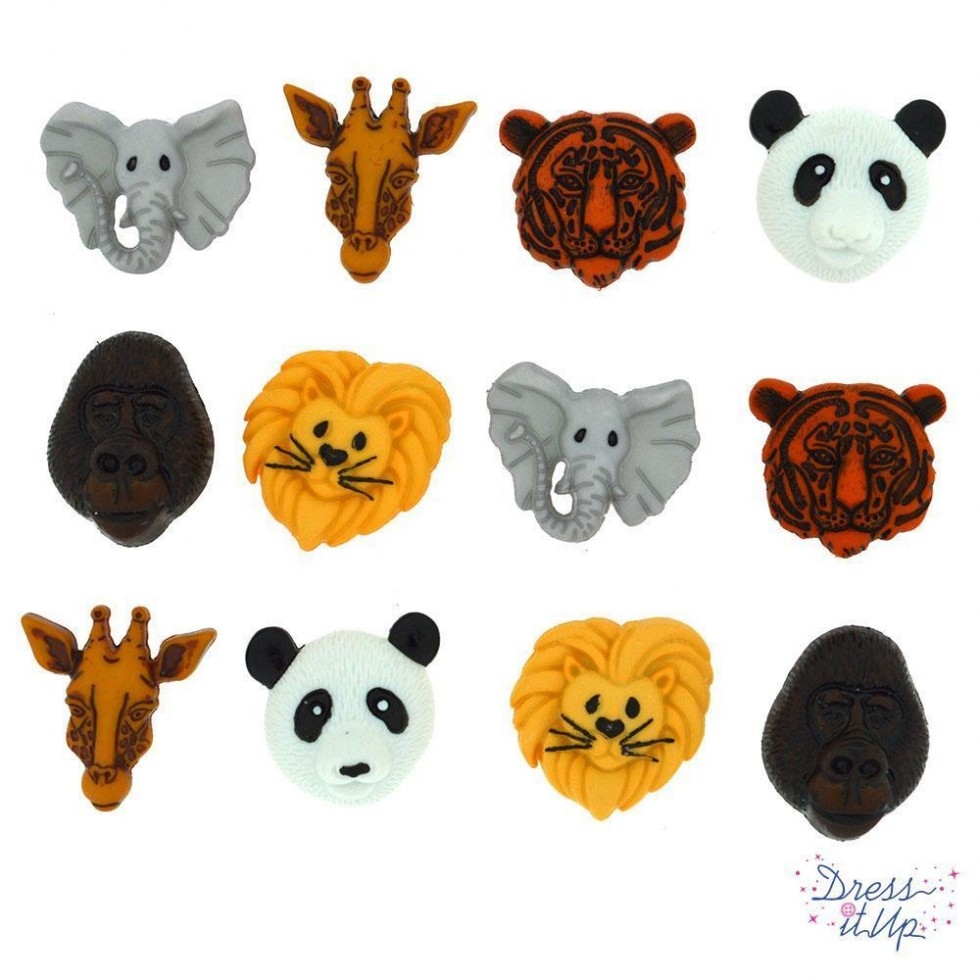 Dress It Up Animal World Buttons