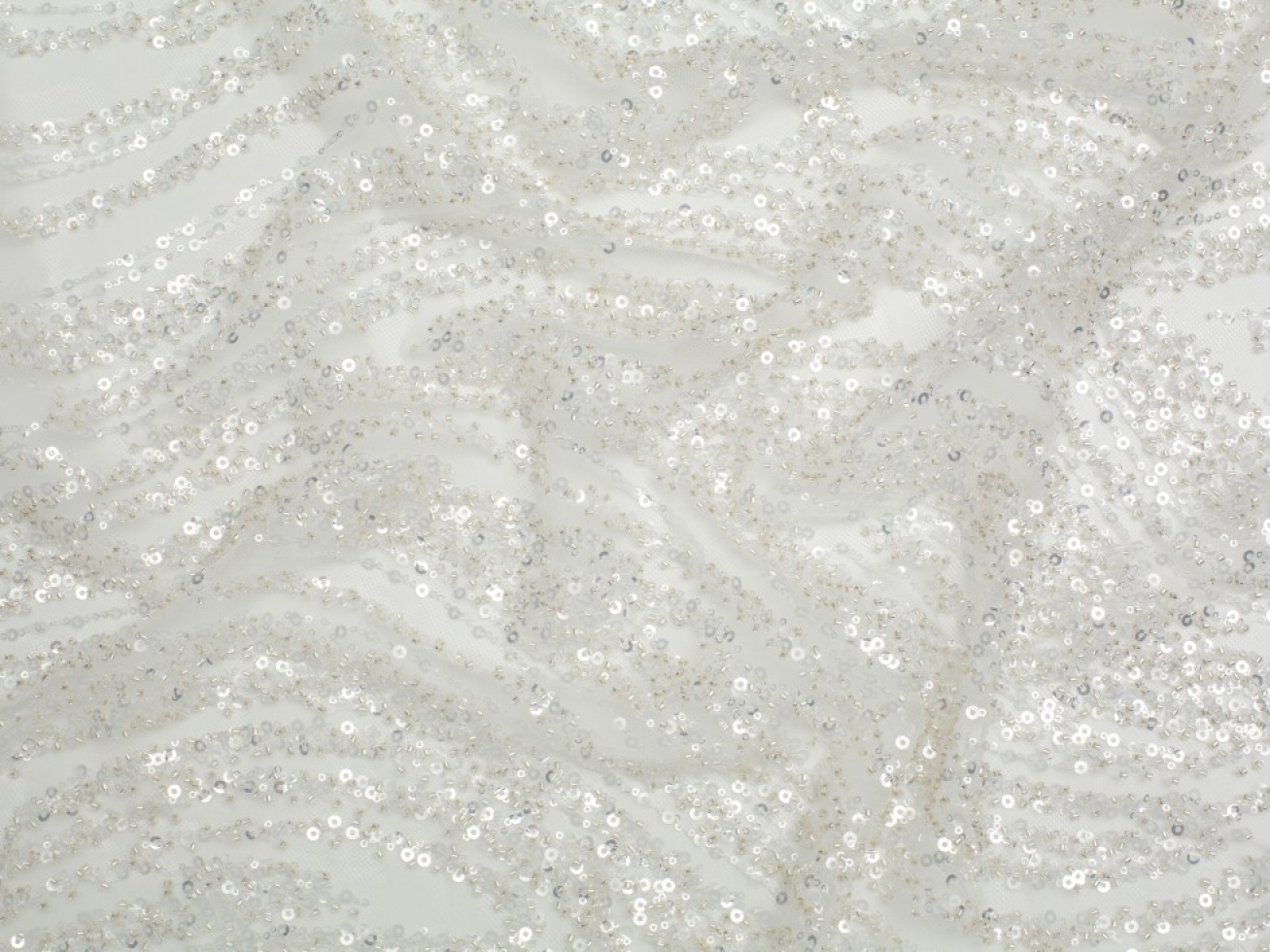 Minerva Core Range Beaded Embroidered Tulle Lace Fabric Silver