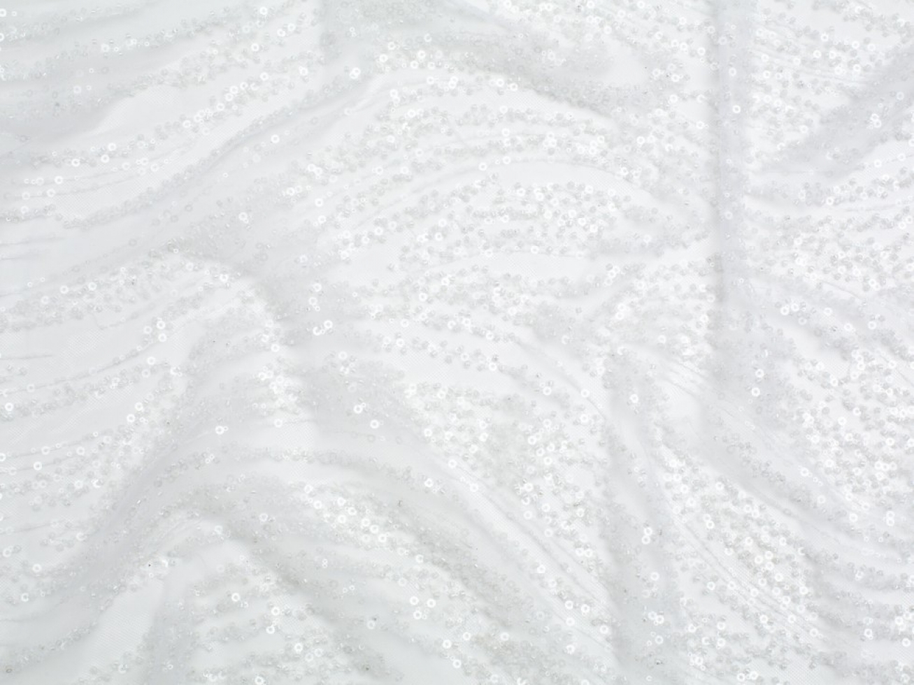 Minerva Core Range Beaded Embroidered Tulle Lace Fabric White