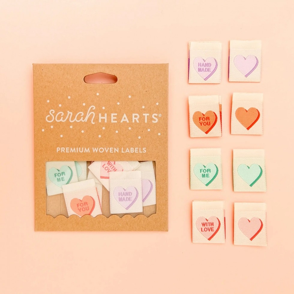Sarah Hearts Valentines Day Candy Heart Woven Labels
