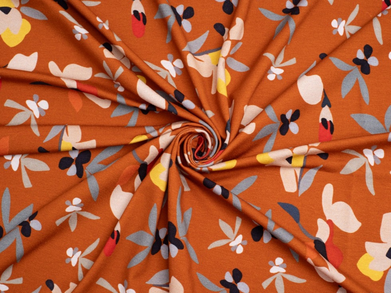 Minerva Exclusive Orchid Spray Viscose Jersey Stretch Knit Fabric
