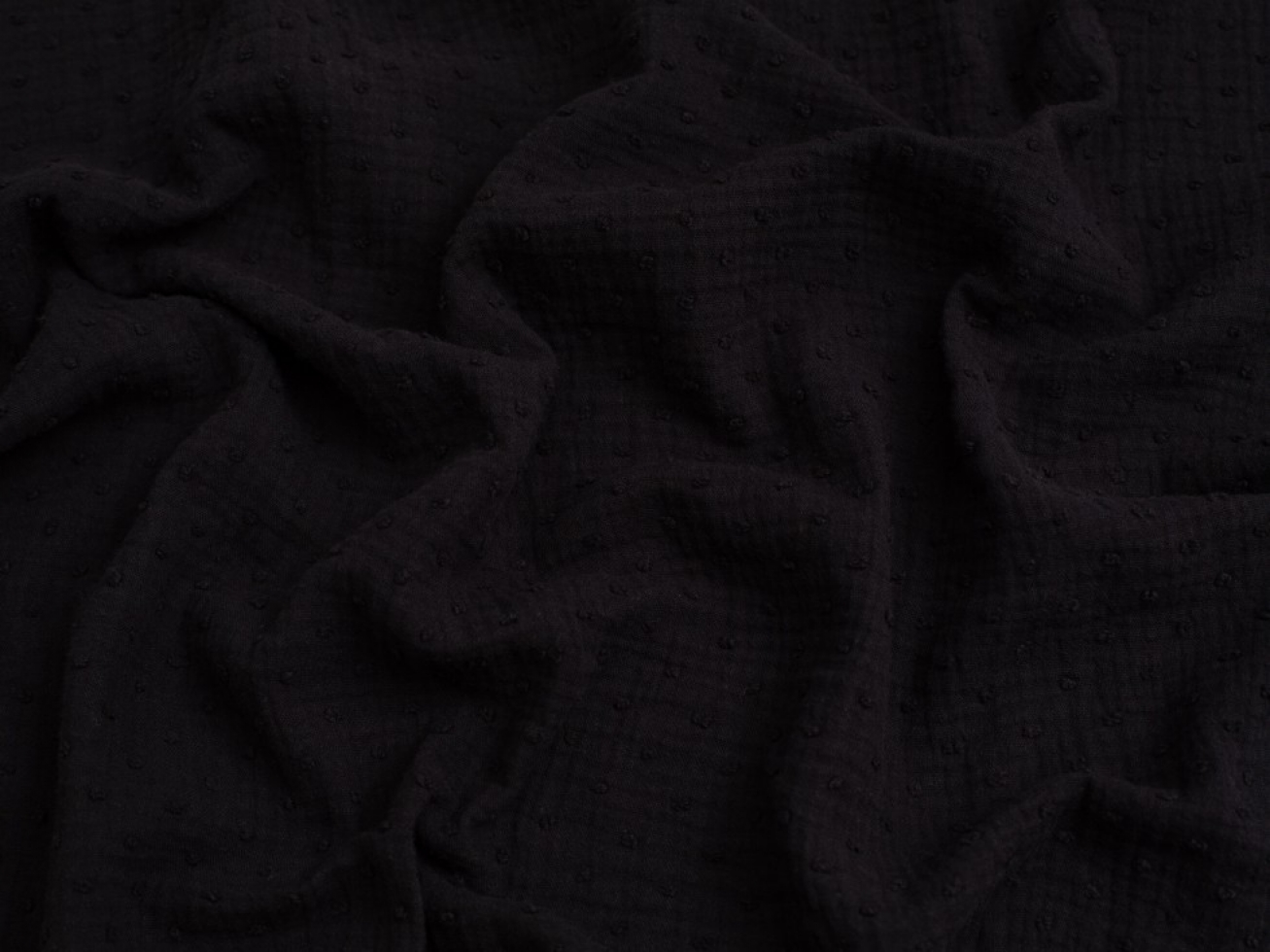 Minerva Core Range Swiss Dot Cotton Double Gauze Fabric Black